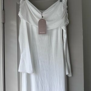 Meshki Josie Off Shoulder Mesh Maxi Dress - Ivory